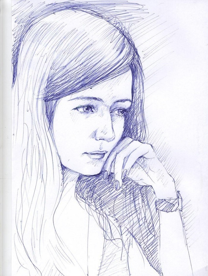 Le dessin d'une fille au stylo